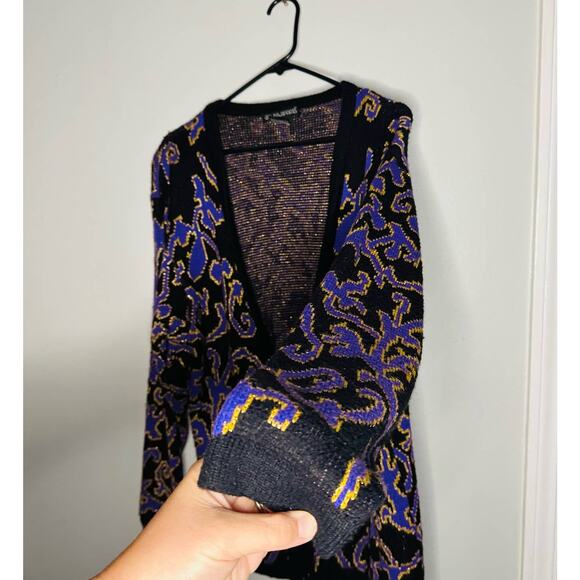Vintage Counterparts Black & Purple Funky Button Front Cardigan Size Large - Picture 4 of 9